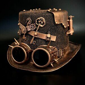 Steampunk Top Hat Metallic Scientist Time Traveler Halloween Costume Cosplay Hat